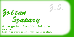 zoltan szapary business card